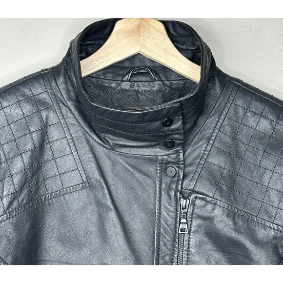 Vtg Danier Leather Coat Womens Y2K 90s Lined Zip Front Black Size Medium 14-16 - Picture 4 of 16